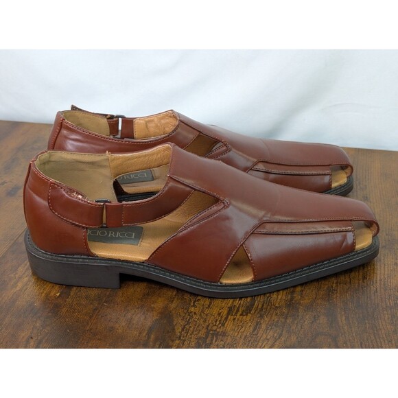 Lucio Ricci Mens Fisherman Dress Sandals Brown Leather Vent Toe Shoes Sz 9 main image 8